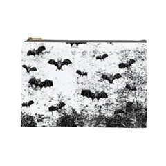 Vintage Halloween Bat Pattern Cosmetic Bag (large)  by Valentinaart