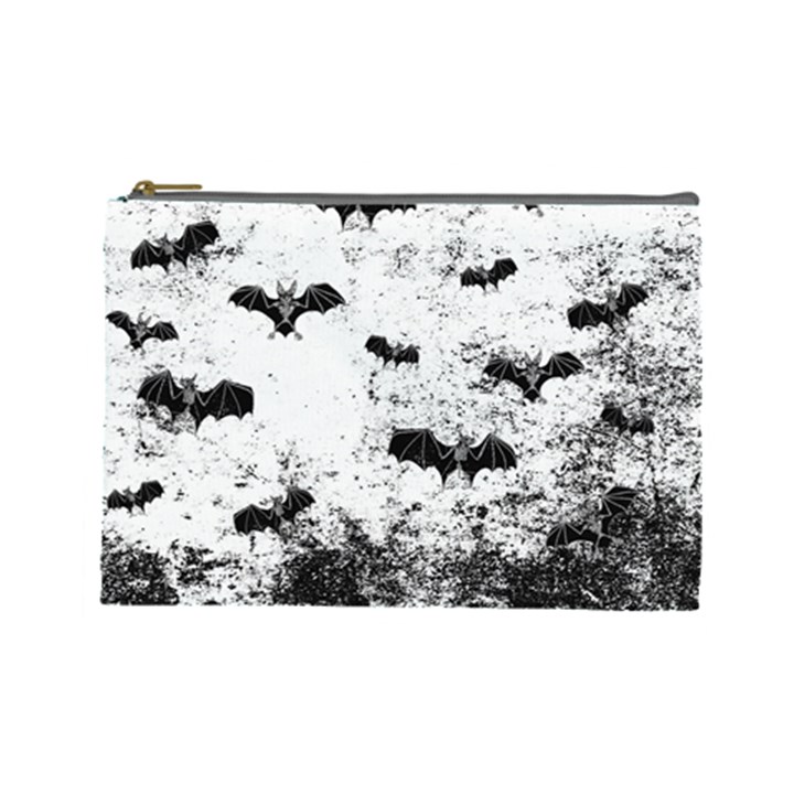 Vintage Halloween Bat pattern Cosmetic Bag (Large) 