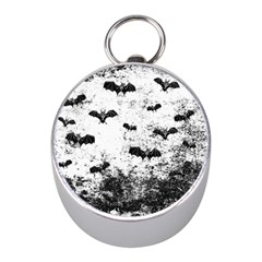 Vintage Halloween Bat Pattern Mini Silver Compasses by Valentinaart