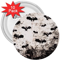 Vintage Halloween Bat pattern 3  Buttons (10 pack) 