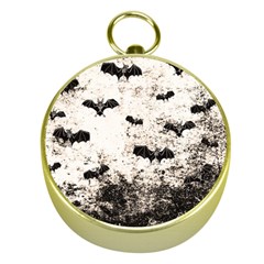 Vintage Halloween Bat pattern Gold Compasses