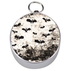 Vintage Halloween Bat pattern Silver Compasses