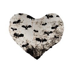 Vintage Halloween Bat pattern Standard 16  Premium Flano Heart Shape Cushions