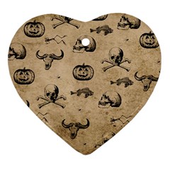 Vintage Halloween Pattern Ornament (heart) by Valentinaart