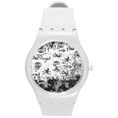 Vintage Halloween Pattern Round Plastic Sport Watch (m) by Valentinaart