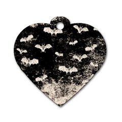 Vintage Halloween Bat pattern Dog Tag Heart (One Side)