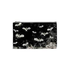 Vintage Halloween Bat pattern Cosmetic Bag (Small) 