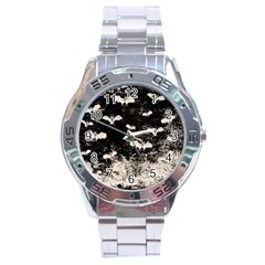 Vintage Halloween Bat pattern Stainless Steel Analogue Watch