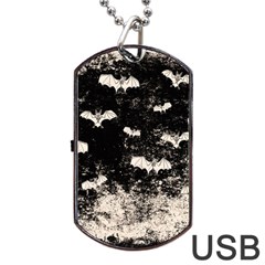 Vintage Halloween Bat pattern Dog Tag USB Flash (One Side)