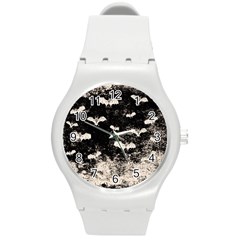 Vintage Halloween Bat pattern Round Plastic Sport Watch (M)