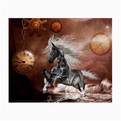Steampunk, Awesome Steampunk Horse With Clocks And Gears In Silver Small Glasses Cloth (2-side) by FantasyWorld7