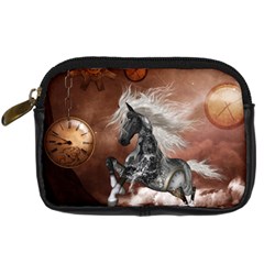 Steampunk, Awesome Steampunk Horse With Clocks And Gears In Silver Digital Camera Cases by FantasyWorld7