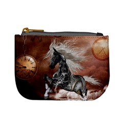 Steampunk, Awesome Steampunk Horse With Clocks And Gears In Silver Mini Coin Purses by FantasyWorld7