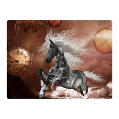 Steampunk, Awesome Steampunk Horse With Clocks And Gears In Silver Double Sided Flano Blanket (mini)  by FantasyWorld7