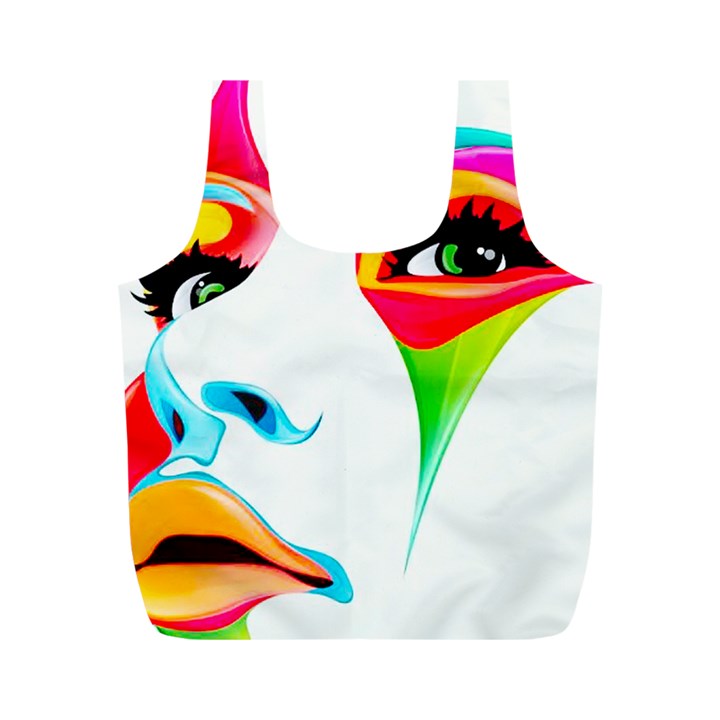 colourful art face Full Print Recycle Bags (M) 