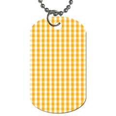 Pale Pumpkin Orange And White Halloween Gingham Check Dog Tag (one Side) by PodArtist