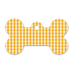 Pale Pumpkin Orange And White Halloween Gingham Check Dog Tag Bone (one Side) by PodArtist