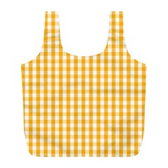 Pale Pumpkin Orange And White Halloween Gingham Check Full Print Recycle Bags (l) 