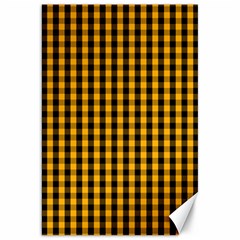 Pale Pumpkin Orange And Black Halloween Gingham Check Canvas 20  X 30  