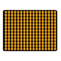 Pale Pumpkin Orange And Black Halloween Gingham Check Fleece Blanket (small)