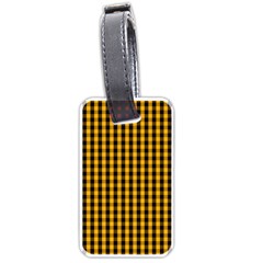 Pale Pumpkin Orange And Black Halloween Gingham Check Luggage Tags (one Side) 