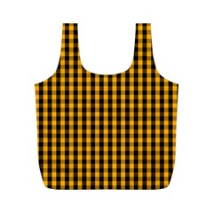 Pale Pumpkin Orange And Black Halloween Gingham Check Full Print Recycle Bags (m)  by PodArtist