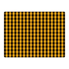 Pale Pumpkin Orange And Black Halloween Gingham Check Double Sided Flano Blanket (mini)  by PodArtist