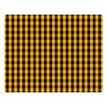 Pale Pumpkin Orange and Black Halloween Gingham Check Double Sided Flano Blanket (Large)  80 x60  Blanket Front