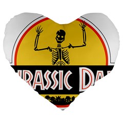Jurassic Dad Dinosaur Skeleton Funny Birthday Gift Large 19  Premium Flano Heart Shape Cushions by PodArtist