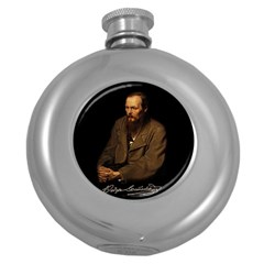 Fyodor Dostoyevsky Round Hip Flask (5 Oz) by Valentinaart