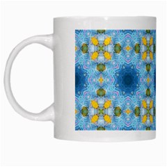 blue nice Daisy flower ang yellow squares White Mugs