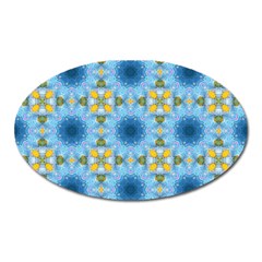 blue nice Daisy flower ang yellow squares Oval Magnet