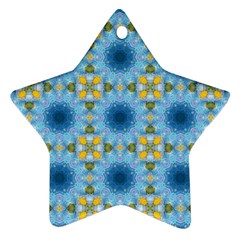 blue nice Daisy flower ang yellow squares Star Ornament (Two Sides)