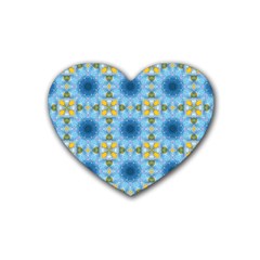 blue nice Daisy flower ang yellow squares Heart Coaster (4 pack) 