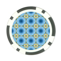 blue nice Daisy flower ang yellow squares Poker Chip Card Guard