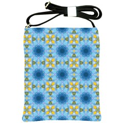 blue nice Daisy flower ang yellow squares Shoulder Sling Bags