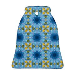 blue nice Daisy flower ang yellow squares Ornament (Bell)