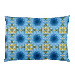 Blue Nice Daisy Flower Ang Yellow Squares Pillow Case (two Sides) by MaryIllustrations