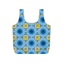 blue nice Daisy flower ang yellow squares Full Print Recycle Bags (S) 