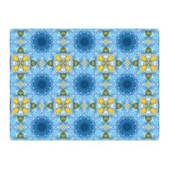blue nice Daisy flower ang yellow squares Double Sided Flano Blanket (Mini) 