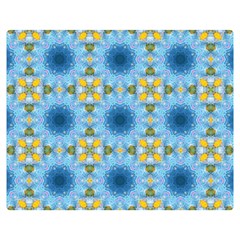 blue nice Daisy flower ang yellow squares Double Sided Flano Blanket (Medium) 