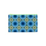 blue nice Daisy flower ang yellow squares Cosmetic Bag (XS) Front