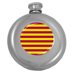 Red & Yellow Stripesi Round Hip Flask (5 Oz) by norastpatrick