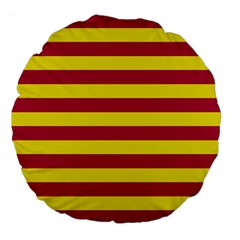 Red & Yellow Stripesi Large 18  Premium Flano Round Cushions by norastpatrick