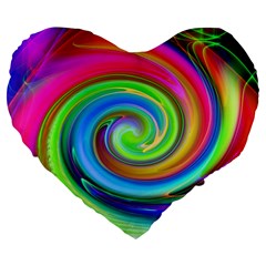 Rainbow Twist Large 19  Premium Flano Heart Shape Cushions by norastpatrick