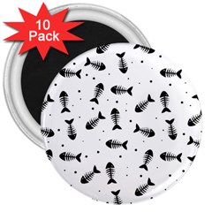 Fish Bones Pattern 3  Magnets (10 Pack)  by Valentinaart