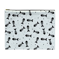 Fish Bones Pattern Cosmetic Bag (xl) by Valentinaart