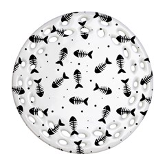 Fish Bones Pattern Round Filigree Ornament (two Sides) by Valentinaart