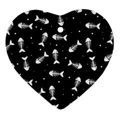 Fish Bones Pattern Ornament (heart) by Valentinaart