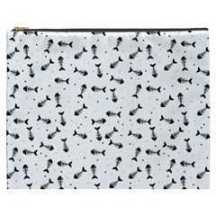 Fish Bones Pattern Cosmetic Bag (xxxl)  by Valentinaart